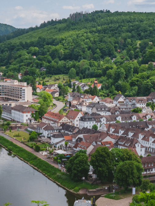 Blick über die Altstadt von Bad Ems und die Lahn